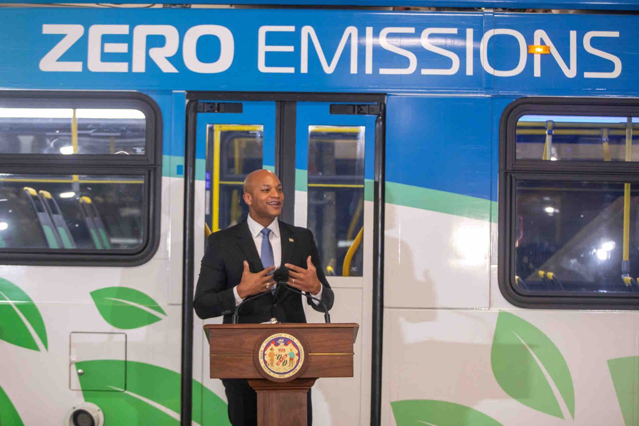 Governor Wes Moore with MTA Zero Emissions Bus